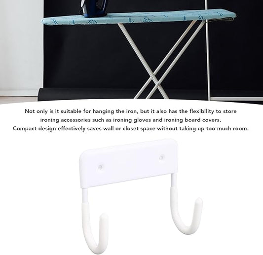 Ironing Board Hanger, Iron Wall Mount Holder for Laundry Rooms,Wall Mounted Iron Board Hook for Laundry Room Organization (Milky White)
