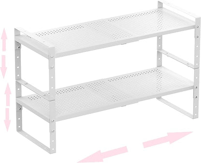 Multi-Functional Metal Shoe Rack, Space-Saving, Perfect for Entryway, Closet, Bathroom, etc. - Sturdy and Durable, High Weight Capacity（2PACKS/White/Large