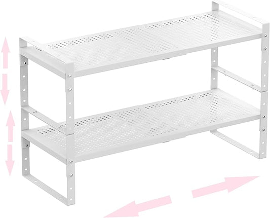 Multi-Functional Metal Shoe Rack, Space-Saving, Perfect for Entryway, Closet, Bathroom, etc. - Sturdy and Durable, High Weight Capacity（2PACKS/White/Large