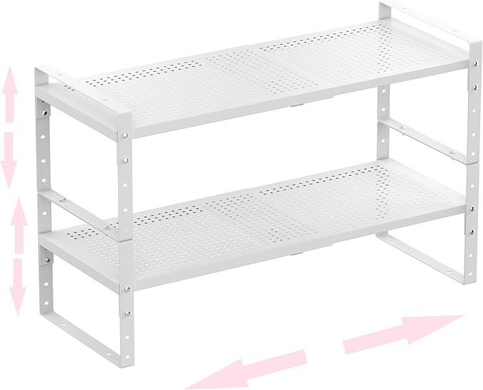 Multi-Functional Metal Shoe Rack, Space-Saving, Perfect for Entryway, Closet, Bathroom, etc. - Sturdy and Durable, High Weight Capacity(2PACKS/White/Medium)