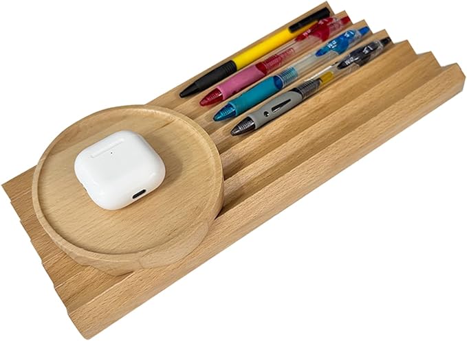 Pen Holder Office Desk Manager, A Desk Pen Holder with 6 Wavy Compartments, Pen Rack Office Accessories, Teacher Gifts, Suitable for School Office Art Accessories (Original)