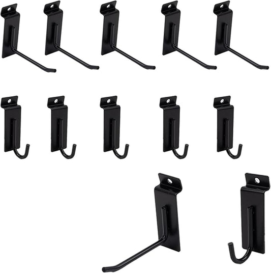 Slatwall Accessories 10 Pcs Slatwall Hook Slat Wall Hanging Hook Garage Accessory Heavy Duty Wall Mount Metal Black Hooks for Hanging Slat Wall Paneling Display Hooks for Shop Garage
