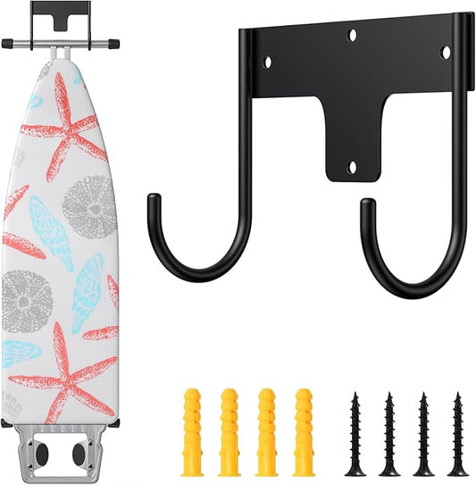 ORLESS Ironing Board Holder Wall Mount, Ironing Board Hanger, Iron Board Holder, Small Iron Board Hook Wall Mount for Laundry Rooms, 6 Inch(Black)