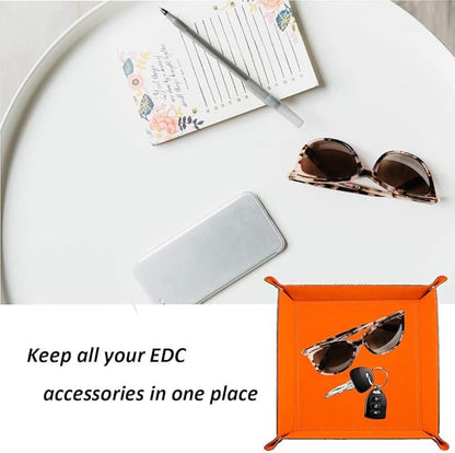 siduater Valet Tray Desktop Storage Organizer, Vegan Leather Catchall Bedside Vanity Tray Nightstand Caddy Holder for Remote Controller, Watch, Keys, Phone, Wallet, Sunglasses, Jewelry - Flag