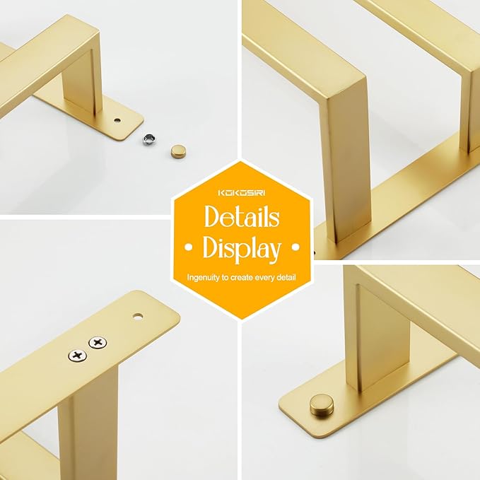 KOKOSIRI Bath Towel Bars 20-Inch Bathroom 2-Tiers Ladder Brushed Gold Towel Rails Towel Holders Wall Mounted Towels Shelves Rack Stainless Steel, B5008BG-L20