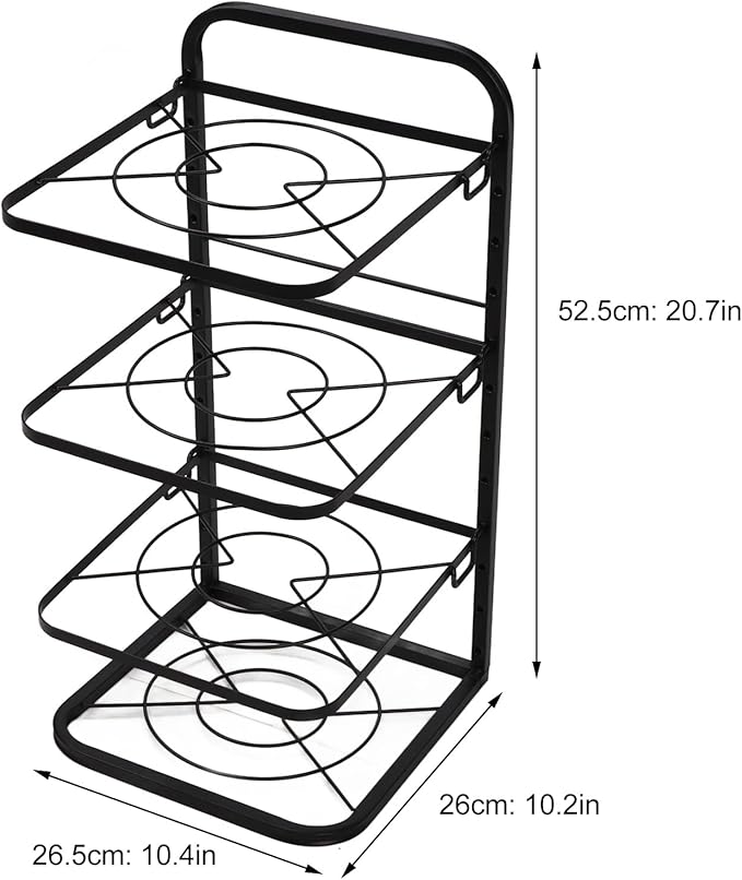 Miskall Pot Rack Organizers, 4 Tiers Pots and Pans Organizer for Kitchen Organization & Storage, Pan Rack for Kitchen, Lid Organizer for Pots and Pans