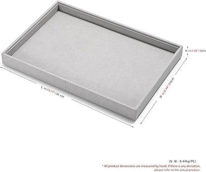 Microfiber Jewelry Tray Stackable Jewelry Organizer Drawer Trays For Necklace Bracelets Watch Perfume Storage Holder (Grey)