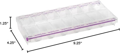 Craft Mates Bead Organizer and Plastic Storage Containers for Crafts, Buttons, Pins and More, 14 Locking Compartments, 2XL, Clear Lids