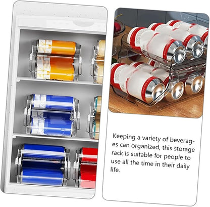 Mobestech Double Can Dispenser Clear Drink Organizer for Fridge and Pantry Space Saving Soda Storage Box Capacity Beverage Holder for Easy Access Kitchen Organizer