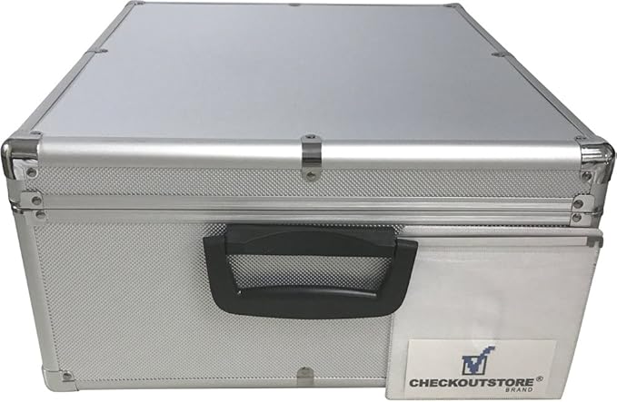 CheckOutStore (1) Aluminum CD/DVD Media Hanging Sleeves Storage Box (Silver/Holds 600 Discs)