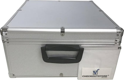 CheckOutStore (1) Aluminum CD/DVD Media Hanging Sleeves Storage Box (Silver/Holds 600 Discs)