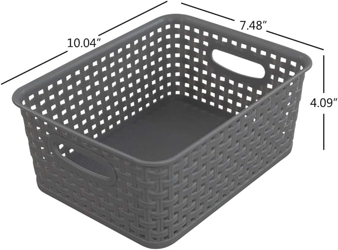 Pekky Grey Plastic Storage Baskets, Classroom Organization Baskets, 6 Packs
