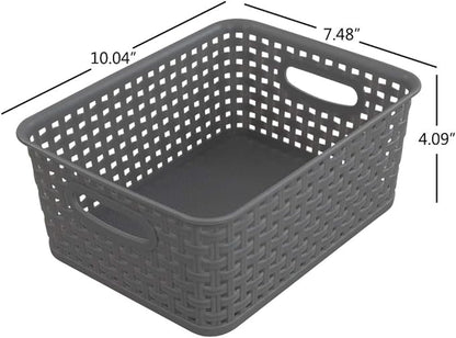 Pekky Grey Plastic Storage Baskets, Classroom Organization Baskets, 6 Packs