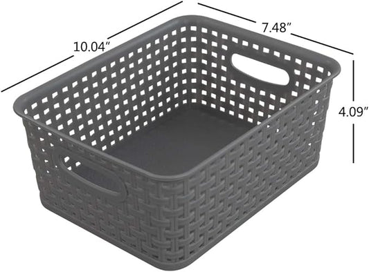 Pekky Grey Plastic Storage Baskets, Classroom Organization Baskets, 6 Packs