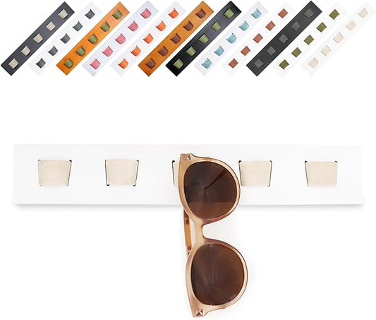 ACOCOFE Sunglass Organizer Wall Mount, Wood Eyeglass Storage Holder, Glasses Rack for Multiple Eyewear Display Men Women (White-white)