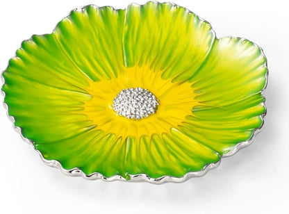 LARAINE Jewelry Dish Display Trinket Tray Flower Home Decorative Organizer Gift Necklace Earring Rings Holder Storage 3.15" (Yellow)