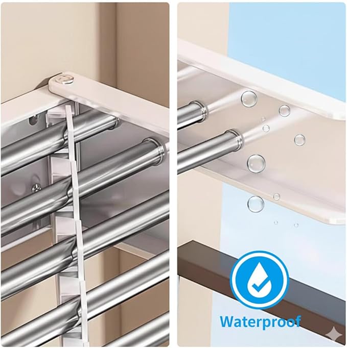 Wall Mounted Drying Rack for Laundry Retractable Clothes Dryer Racks 31.5” with 60 lb Capacity, Heavy Duty Clothing Drying Rack Foldable Space-Saving Design for Indoor & Outdoor