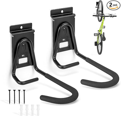 Slatwall Bike Hooks, Heavy Duty Bicycle Hangr with PVC Coating, Wall Mount Vertical Bicycle Storage Rack - 2 Pack