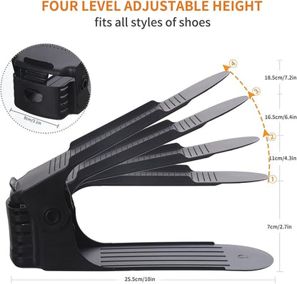 Antigo Shoe Slots Organizer，20 Pcs Adjustable Shoe Stacker for Closet Organization, Double Deck Shoe Rack Holder Storage Space Saver (Black)