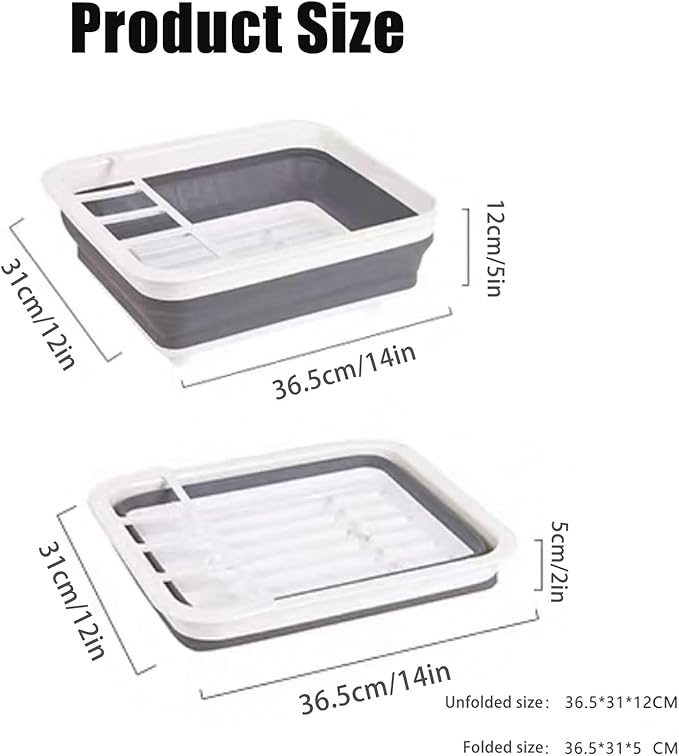 Collapsible Dish Drying Rack - Portable Foldable Dish Drainer with Utensil Holder for Kitchen, RV, Camping, Small Spaces - Space Saving Storage Organize