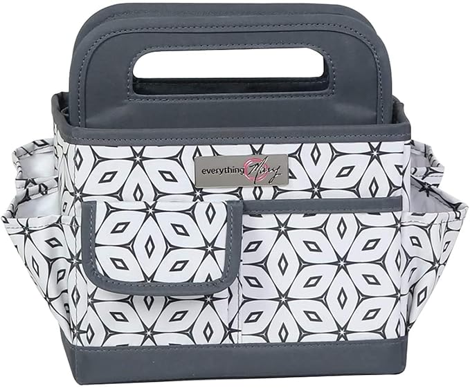 Everything Mary Desktop Tote Organizer – Grey Geometric Craft Caddy – Portable Storage Bag for Sewing, Scrapbooking, Art Supplies & DIY Craft Organization