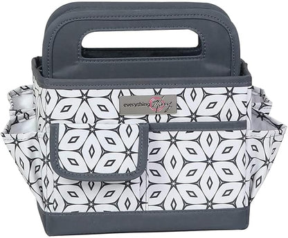 Everything Mary Desktop Tote Organizer – Grey Geometric Craft Caddy – Portable Storage Bag for Sewing, Scrapbooking, Art Supplies & DIY Craft Organization