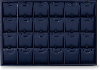 Oirlv Stackable 24 Gird Necklace Organizer Tray with Removable Jewelry Cards Necklace Pendant Jewelry Drawer Organizer