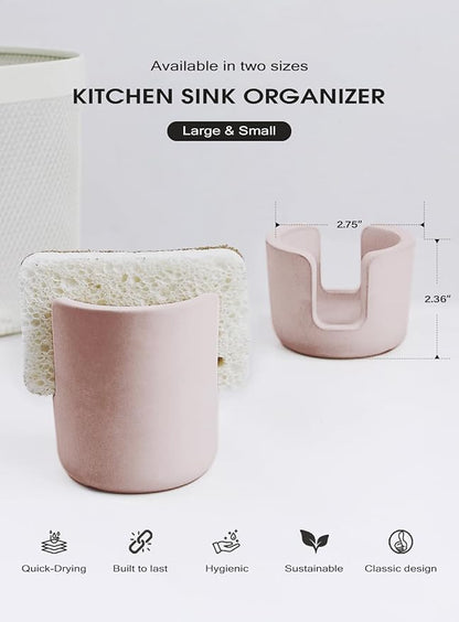 Slow Slog Diatomite Sponge Holder for Countertop Organizer, Quick Dry Stone Sponge Caddy, Diatomaceous Earth Sponge Holder, Absorbent Face Sponge Stand, Brown