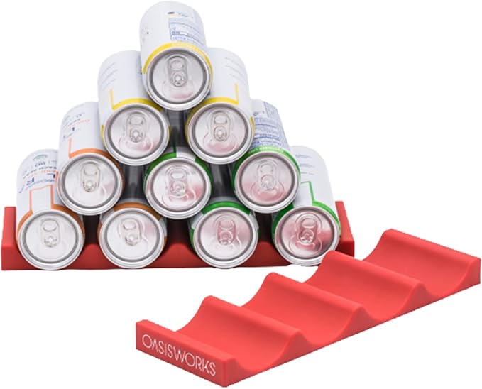 OASISWORKS Silicone Can and Bottle Organizer | Kitchen & Refrigerator Organizer for Beer Cans, Soda Cans, Wine Bottles | Silicone Wine Bottle Rack | 2 Pack