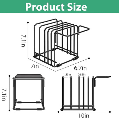 KMUZAWN Cutting Board Organizer,5-Slot Steel Kitchen Storage Rack for Cutting Boards, Baking Trays,towel,and Thin Pans-Space-Saving Kitchen Storage (Black, 2 Pack)