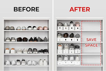 carrotez Shoe Slots Organizer 3 Pack - [Litem] Space Saving Shoe Organizer Rack for Closet - Easy Shoe Stacker, 9.84'' x 3.89'' x 4.26'' (White, 3 Pack)
