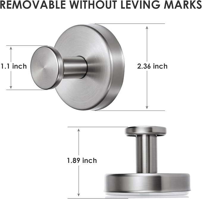 PZTO Suction Cup Hooks:Metal Hanger,for Galss Window Door & Tile Wall,Shower Bathroom Towel Holder Hanging Hook, 2 Pack (Brushed Silver)