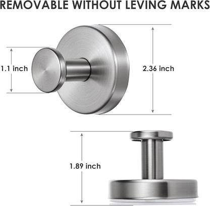 PZTO Suction Cup Hooks:Metal Hanger,for Galss Window Door & Tile Wall,Shower Bathroom Towel Holder Hanging Hook, 2 Pack (Brushed Silver)