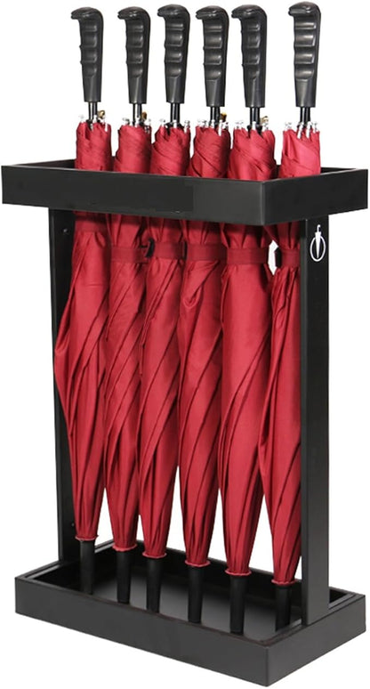 Metal Umbrella Holder for Indoor Entryway Can hold 16 umbrellas，tall Large Capacity Umbrella Storage stand With removable drain tray,For Hotel,Offices,home,Commercial(Black)