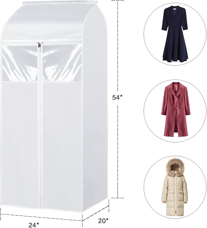 Zilink Hanging Garment Bags for Storage 54 inch 2Pack Large Garment Rack Cover Suit Bags Organizer Hanging Clothes Cover for Suit Coats Jackets Dress Closet Storage