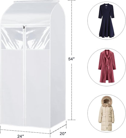 Zilink Hanging Garment Bags for Storage 54 inch 2Pack Large Garment Rack Cover Suit Bags Organizer Hanging Clothes Cover for Suit Coats Jackets Dress Closet Storage