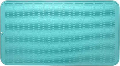 Silicone Dish Drying Mat for Multiple Usage,Easy clean,Eco-friendly,Heat-resistant Silicone Mat for Kitchen Counter or Sink,Refrigerator or Drawer Liner Mint 4XL 32 inches x 18 inches