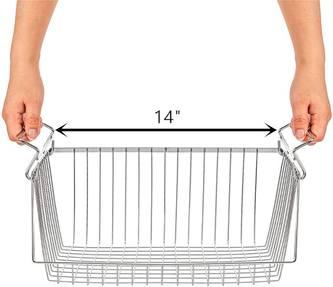 SANNO Stacking Baskets Bin Baskets Wire Storage Baskets Organization Farmhouse Scoop Baksket for Pantry, Kitchen, Closets, Bathroom, Cabinets, Kitchen, Set of 3