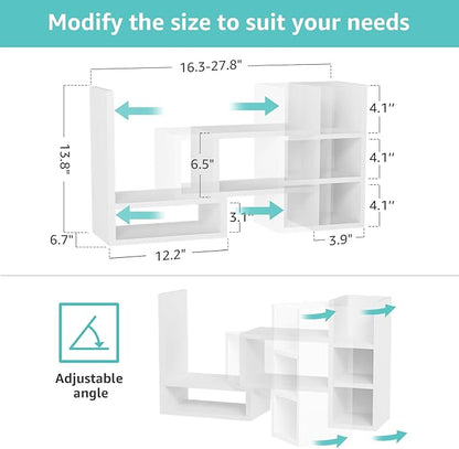 Desk Shelves Desktop Orgnizer Shlef - White Office Organization for Top of Desk Organizers and Accessories Corner Bookshelf Table Top Shelving Small Hutch Decorations for Women Office