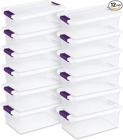 Sterilite 12-Pack 15 Quart ClearView Latch Box, Stackable Organizer Bins with Latching Lids - Clear Plastic Organization Containers for Closet, Bedroom, Shelving Units and Everyday Home Storage