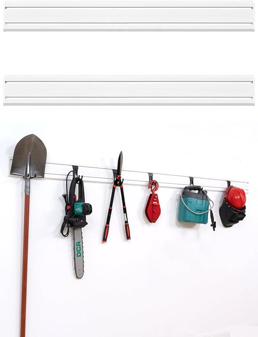Slat Wall Paneling Garage Tool Organizer Wall Mount 48"L x6"H, 2 Pack, White Slatwall Panels Garage Wall Organizer Heavy Duty, Easy Installation, Garage Storage and Organization Max Load 650LB