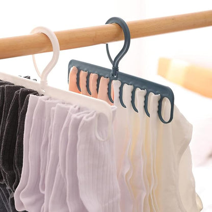 Clothes Drying Rack 8 Clips 9 Rings Space Saving Laundry Drying Racks Windproof Socks And Underwear Hanger Hanger For Socks And Underwear Clip And Drip Hanger Clothes Hanger Hanging Drying Rack, Gray