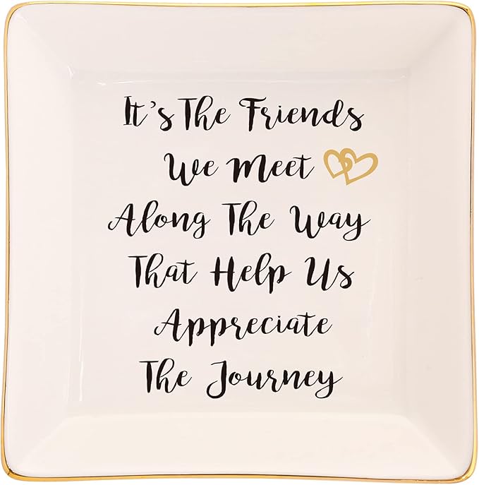 RUIMIC Going Away Graduation Birthday Gifts for Friends Coworkers-Ceramic Ring Trinket Dish, Jewelry Tray - Far Apart Long Distance Gifts for Bestie - Miss You Thank You Gifts for Her