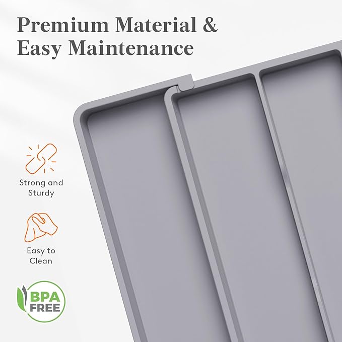 Lifewit Cooking Utensil Drawer Organizer, Expandable from 11 to 18 inches, Adjustable Cutlery Silverware Tray, Plastic Flatware Spatula Holder, Kitchen Tools Gadgets Storage Divider, Gray