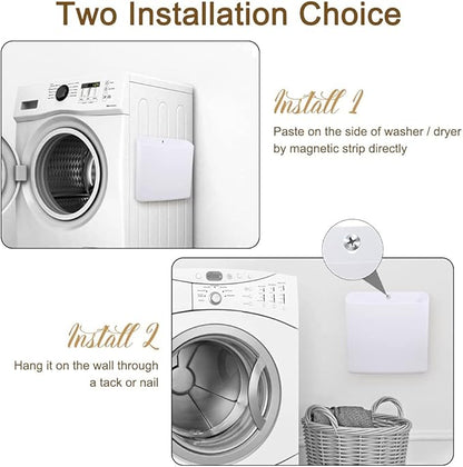 Picowe Magnetic Laundry Storage, 2 Pack Lint Holder Bin for Laundry Room, Space-Saving Trash Container Hanging on Dryer, Washer or Wall Mount Trash Bin (Gray White)