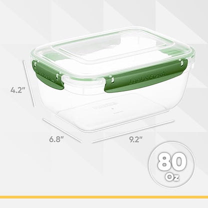 Superio Plastic Food Storage Containers with Airtight Lids, 8 Pack- 80 Oz, BPA Free, Leakproof, Stackable, Microwave, Dishwasher, Freezer Safe, Green