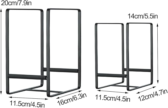 Hikinlichi Metal Drying Rack, 3 Pack Inside Cabinet Plate Holders Organizers, Upright Dish Racks for Countertop and Cupboard, Large Capacity, Black (20x16x11.5 cm Each)