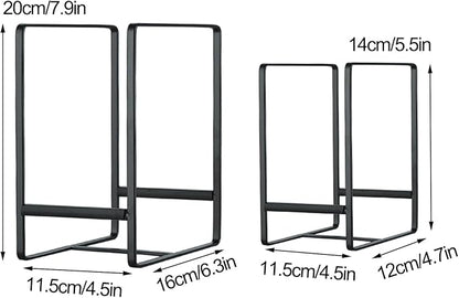 Hikinlichi Metal Drying Rack, 3 Pack Inside Cabinet Plate Holders Organizers, Upright Dish Racks for Countertop and Cupboard, Large Capacity, Black (20x16x11.5 cm Each)