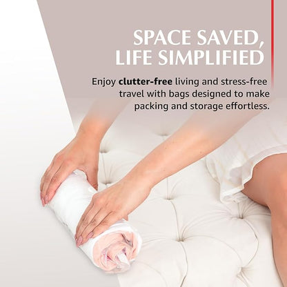 GENIE SPACE Roll-Up Compression Bags for Clothes – Airtight, Waterproof & Reusable Travel Space Saver Bags, No Pump Needed – Variety 10-Pack (4 Large, 3 Medium, 3 Small)