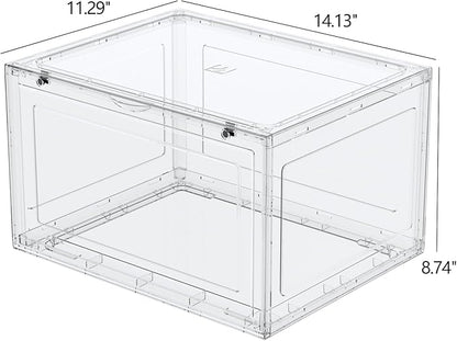 Afromy Shoe Storage Boxes Organizers Clear Plastic Stackable 6 Pack, Sneaker Containers for Entryway, Closet, Under Bed